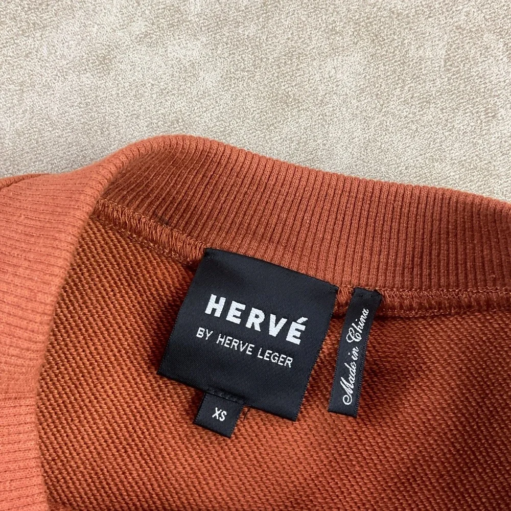 Herve Leger Sweatshirt Women Sz XS Dolman French Terry Pullover Cropped Relaxed - Picture 4 of 8